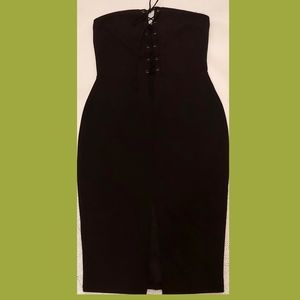 Symphony Strapless Black Lace-Up Dress